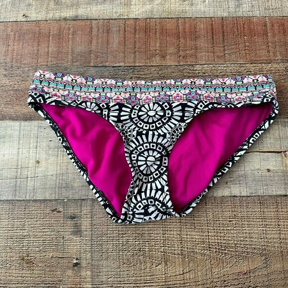 Title Nine Womens Size Small Bikini Bottoms Pink Black White Pattern USA Made - Picture 1 of 7